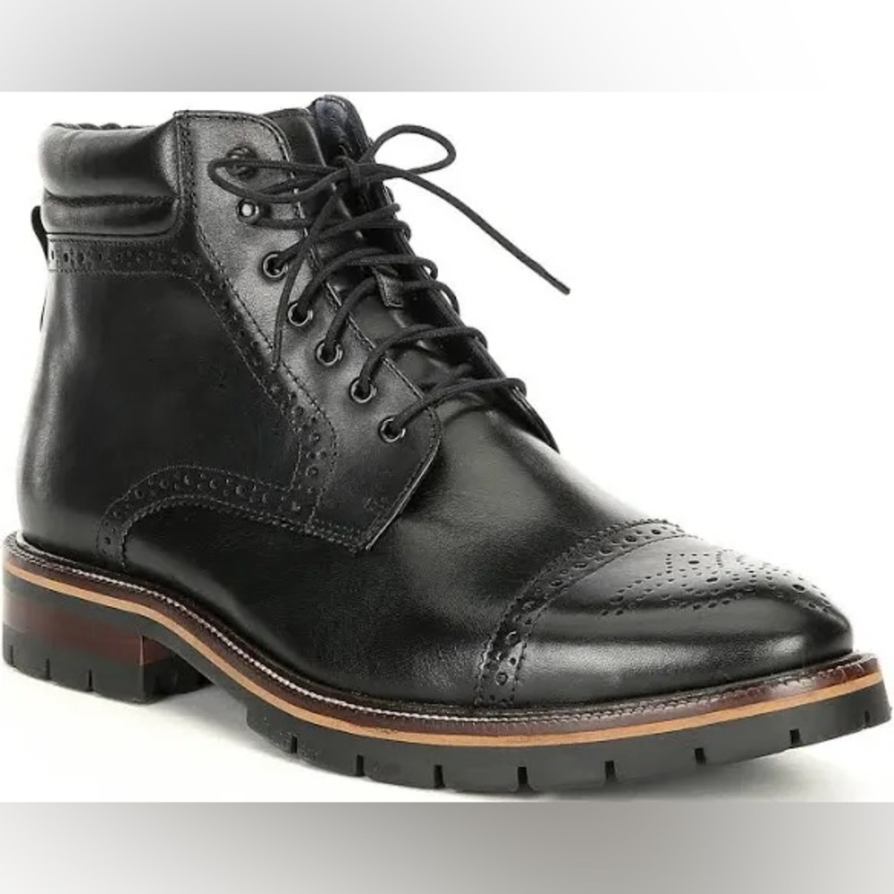 Johnston & Murphy Black leather Cody cap toe boots